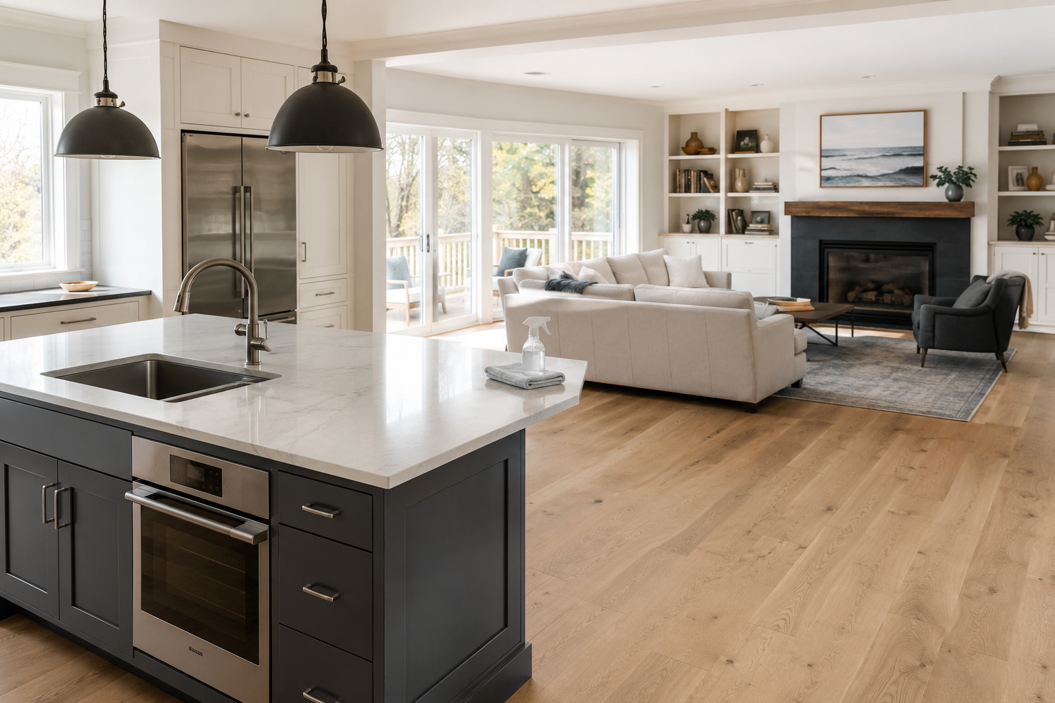 Professional cleaner caring for a bright home